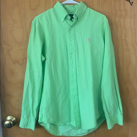 POLO RALPH LAUREN BUTTON DOWN SHIRT SIZE M GREEN - Picture 1 of 4